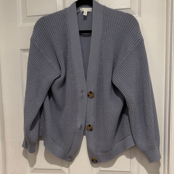 H&M Dusty Blue Ribbed Button-Front Cardigan - Picture 11 of 15